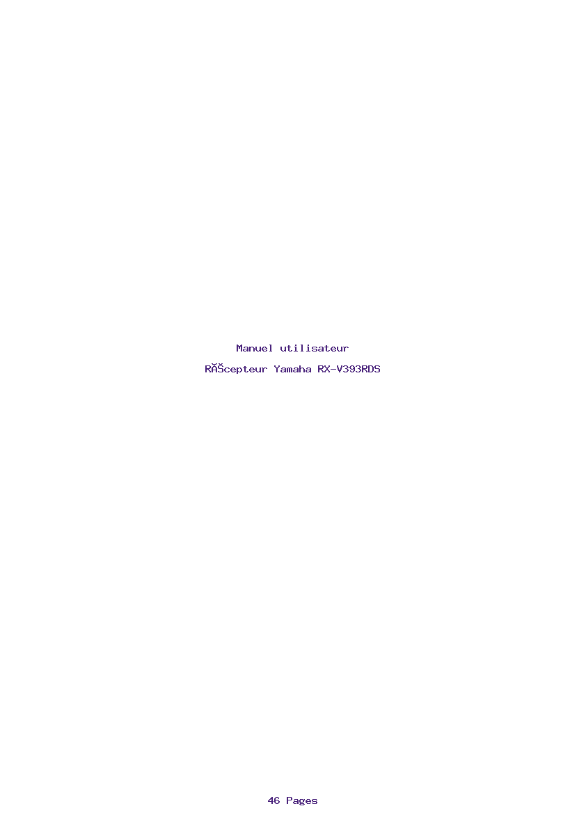 Page 1 de la notice Manuel utilisateur Yamaha RX-V393RDS