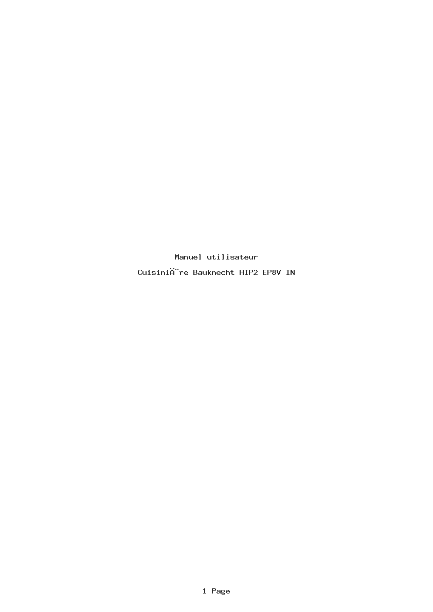 Page 1 de la notice Manuel utilisateur Bauknecht HIP2 EP8V IN