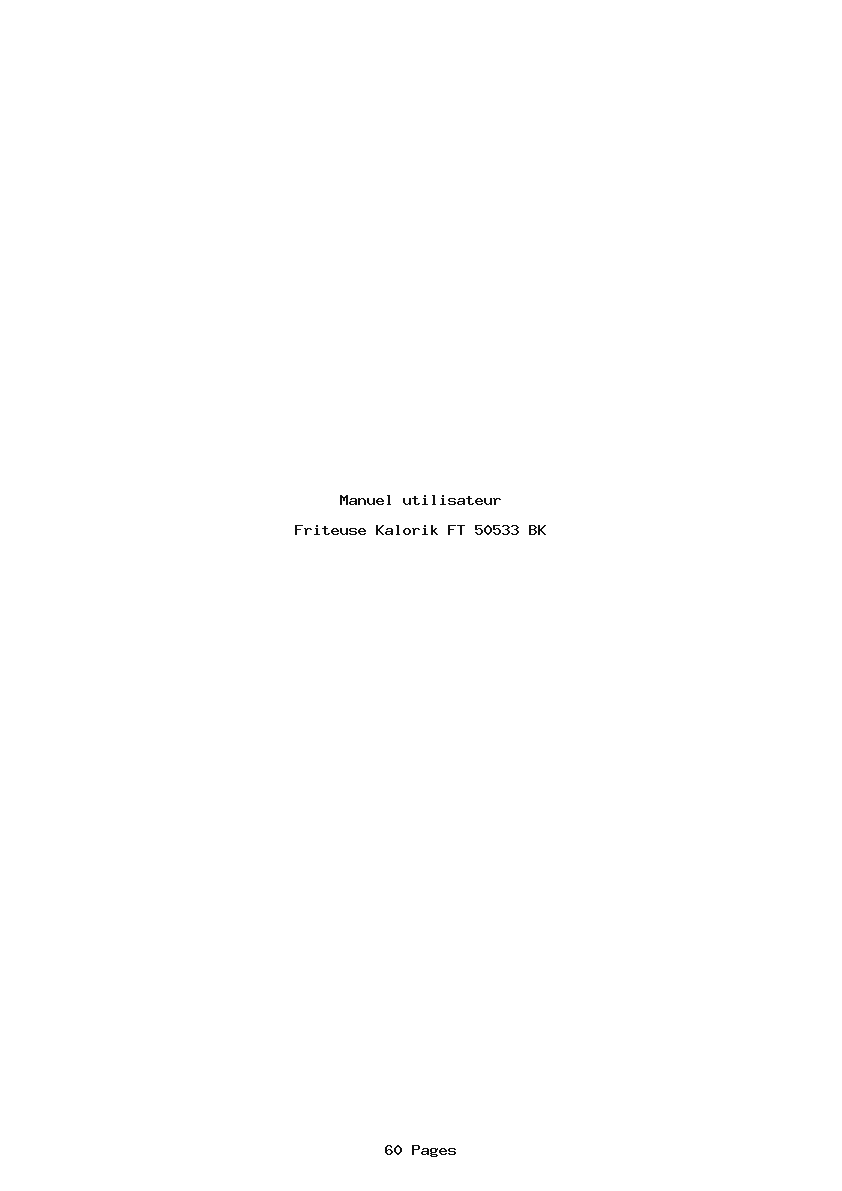 Page 1 de la notice Manuel utilisateur Kalorik FT 50533 BK