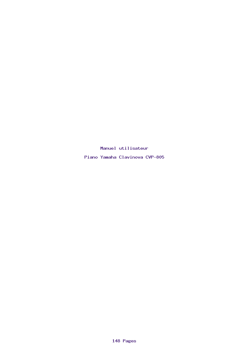 Page 1 de la notice Manuel utilisateur Yamaha Clavinova CVP-805