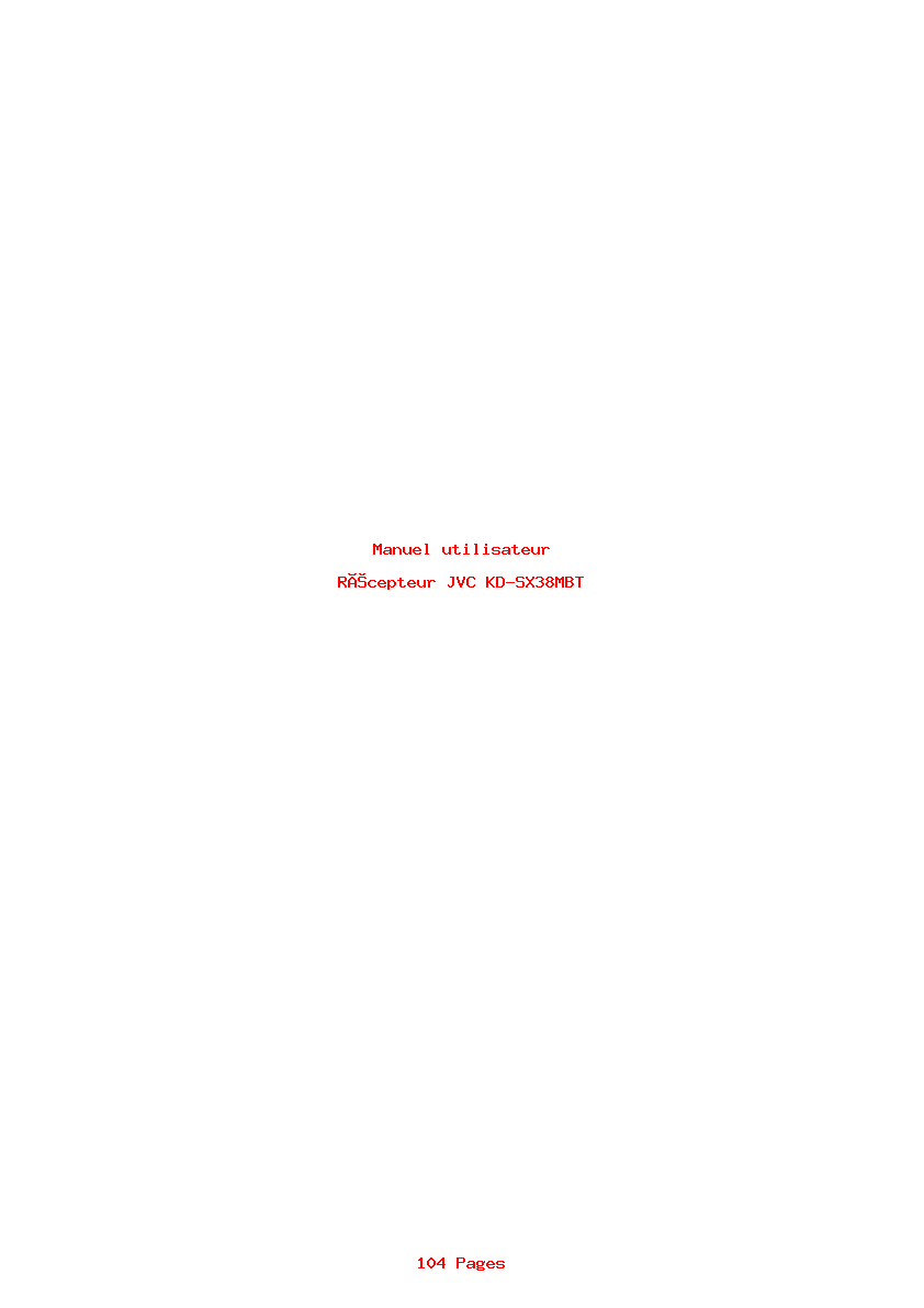 Page 1 de la notice Manuel utilisateur JVC KD-SX38MBT