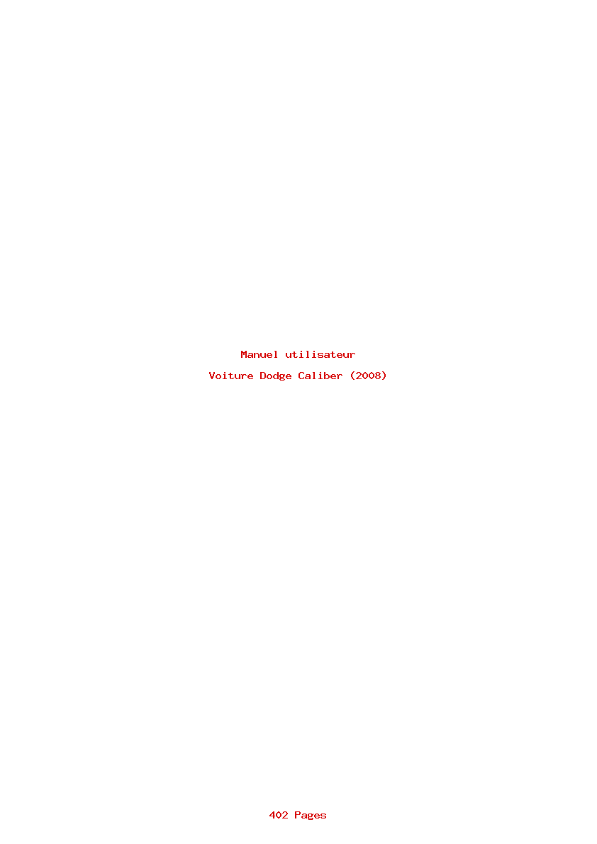 Page 1 de la notice Manuel utilisateur Dodge Caliber (2008)