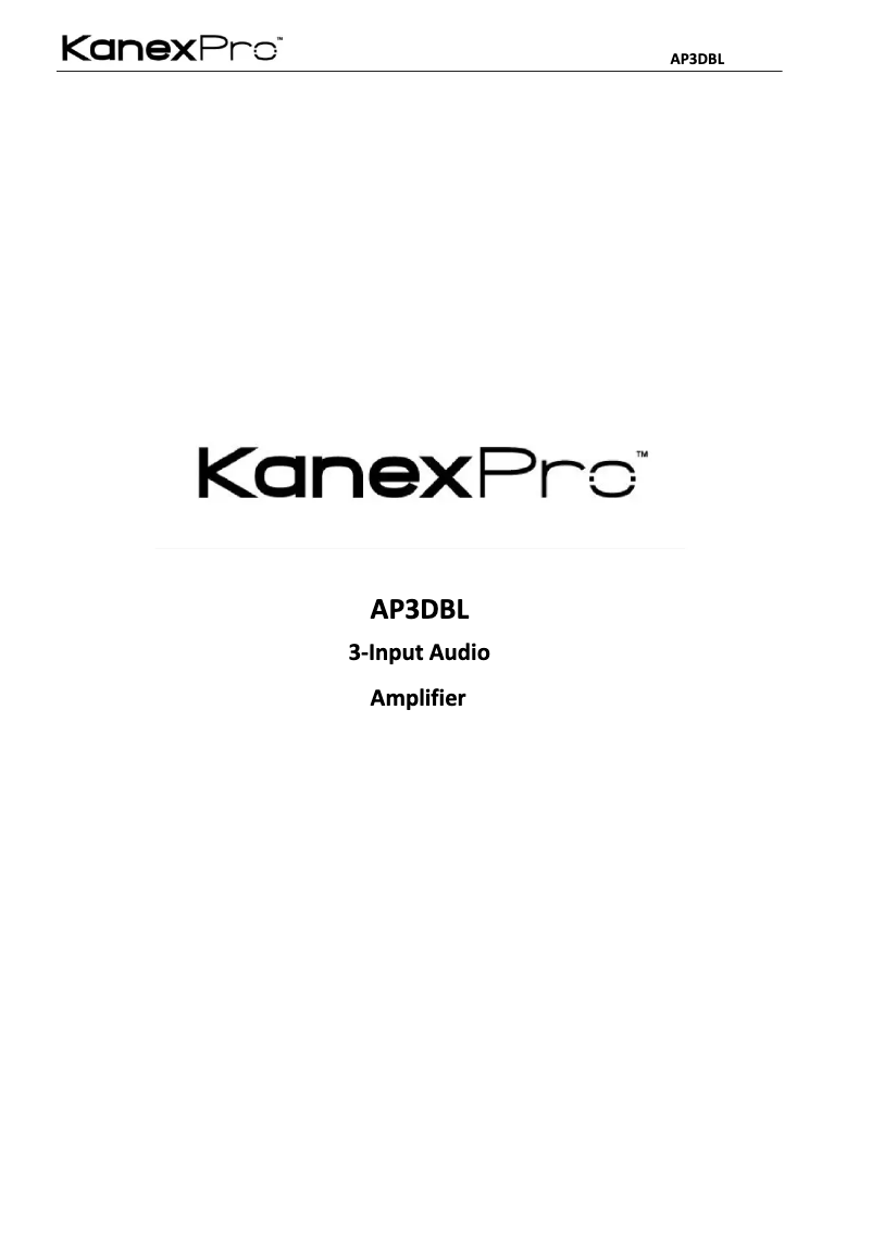 Page 1 de la notice Manuel utilisateur KanexPro AP3DBL