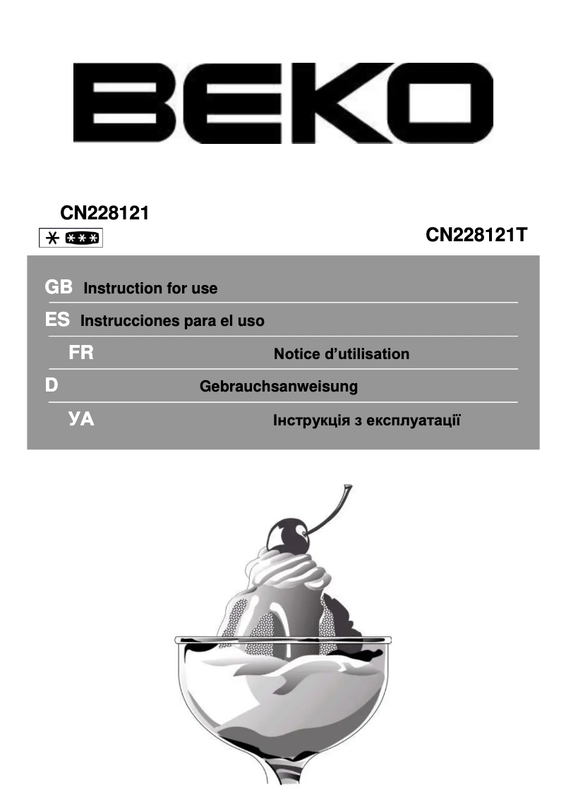 Page 1 de la notice Manuel utilisateur Beko CN228121T