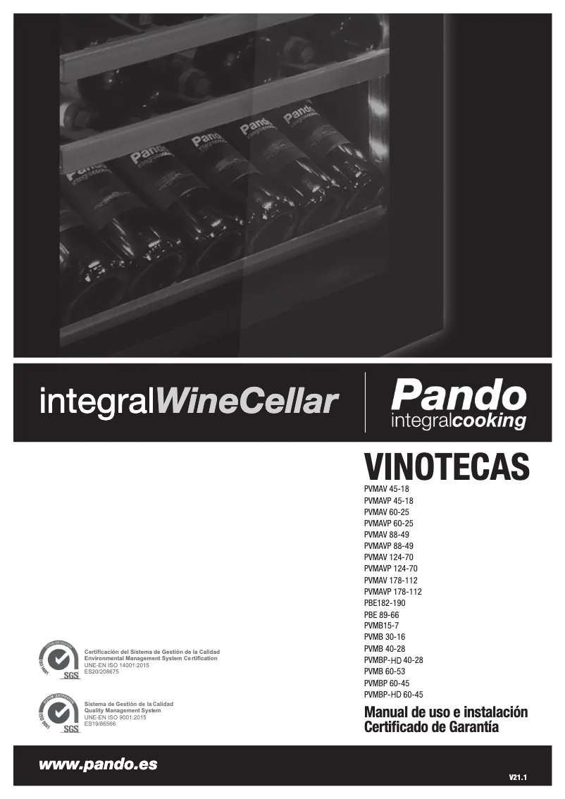 Page 1 de la notice Manuel utilisateur Pando PVMAVP 178-112 XL