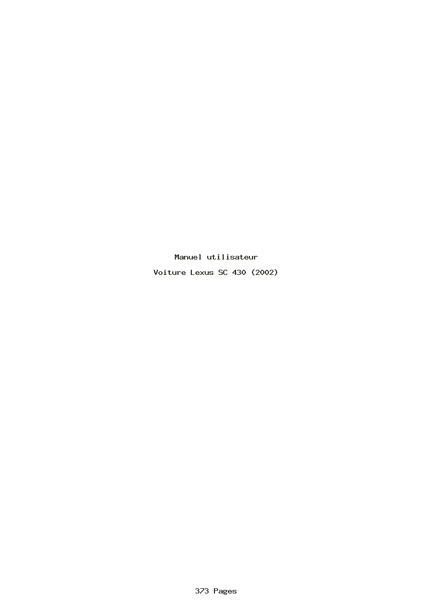 Page 1 de la notice Manuel utilisateur Lexus SC 430 (2002)