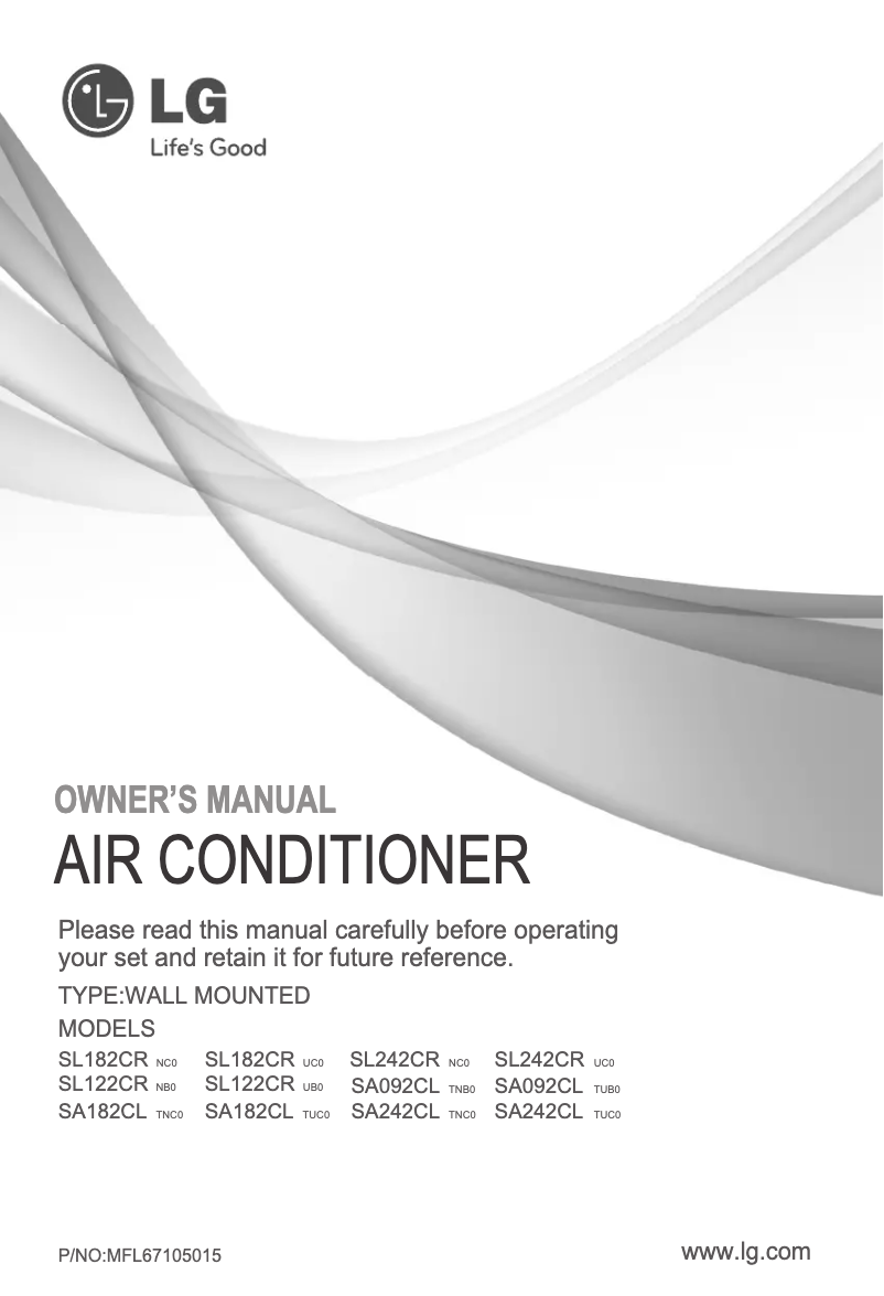 Page 1 de la notice Manuel utilisateur LG SA242CL