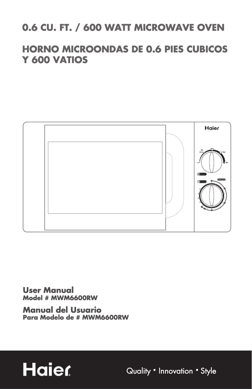 Página 1 del manual Manual de usuario Haier MWM6600RW