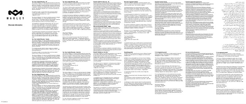 Page 1 de la notice Informations de garantie House of Marley Get Together EM-JA006