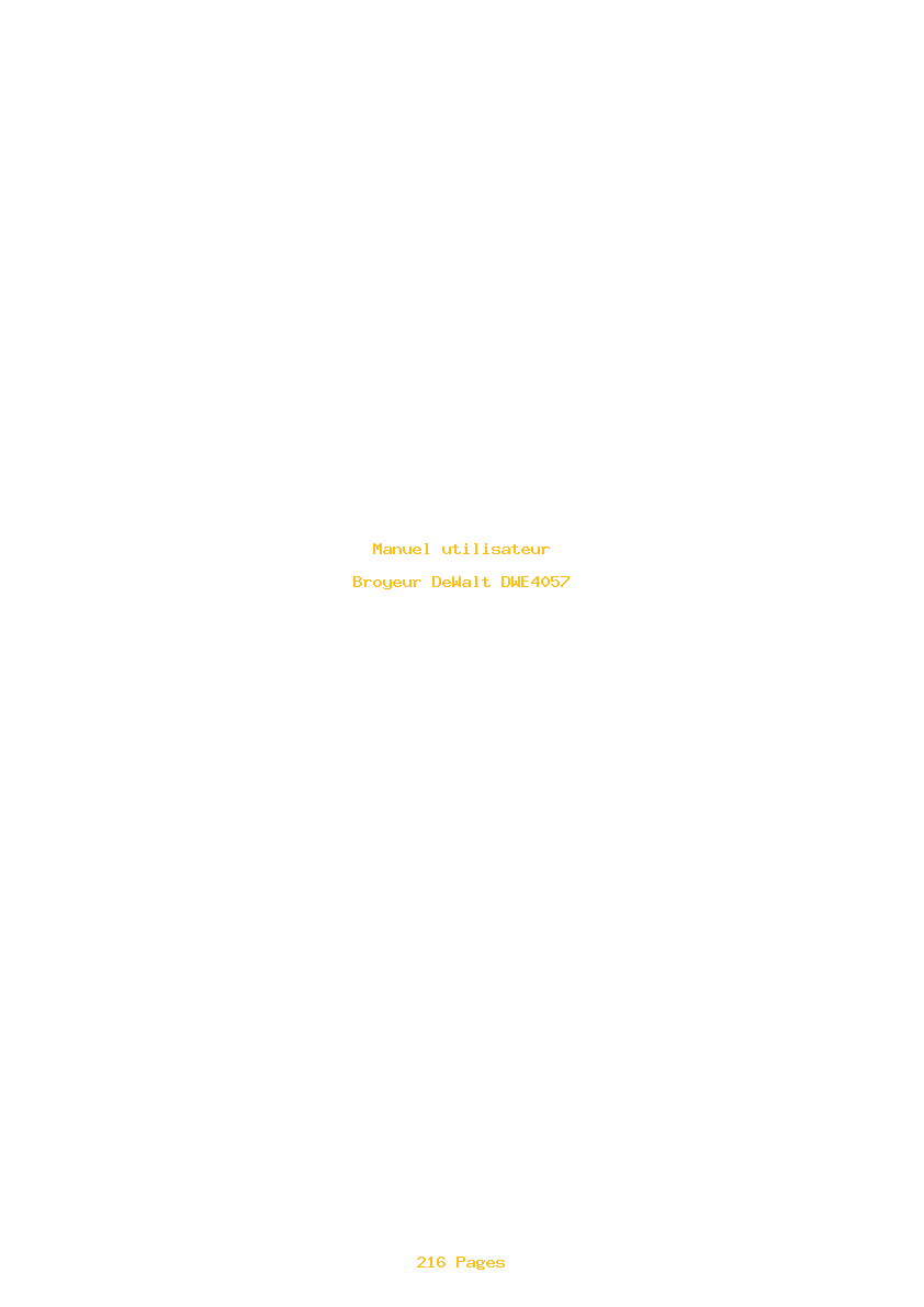 Page 1 de la notice Manuel utilisateur DeWalt DWE4057