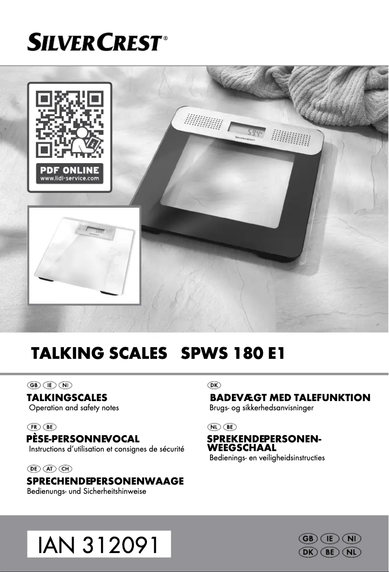 Page 1 de la notice Manuel utilisateur SilverCrest SPWS 180 E1