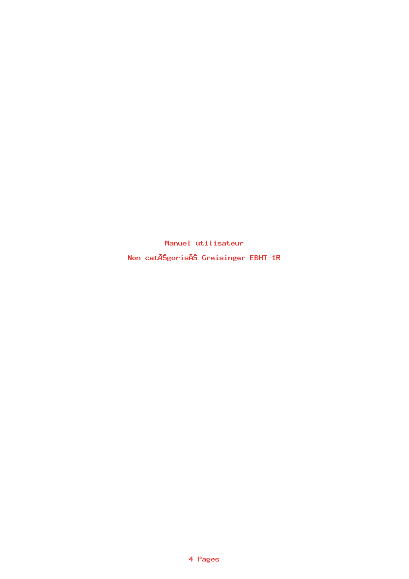 Page 1 de la notice Manuel utilisateur Greisinger EBHT-1R