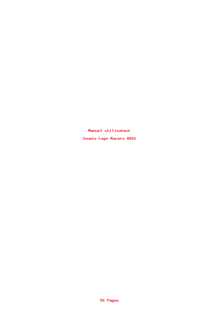 Page 1 de la notice Manuel utilisateur Lego Racers 8681