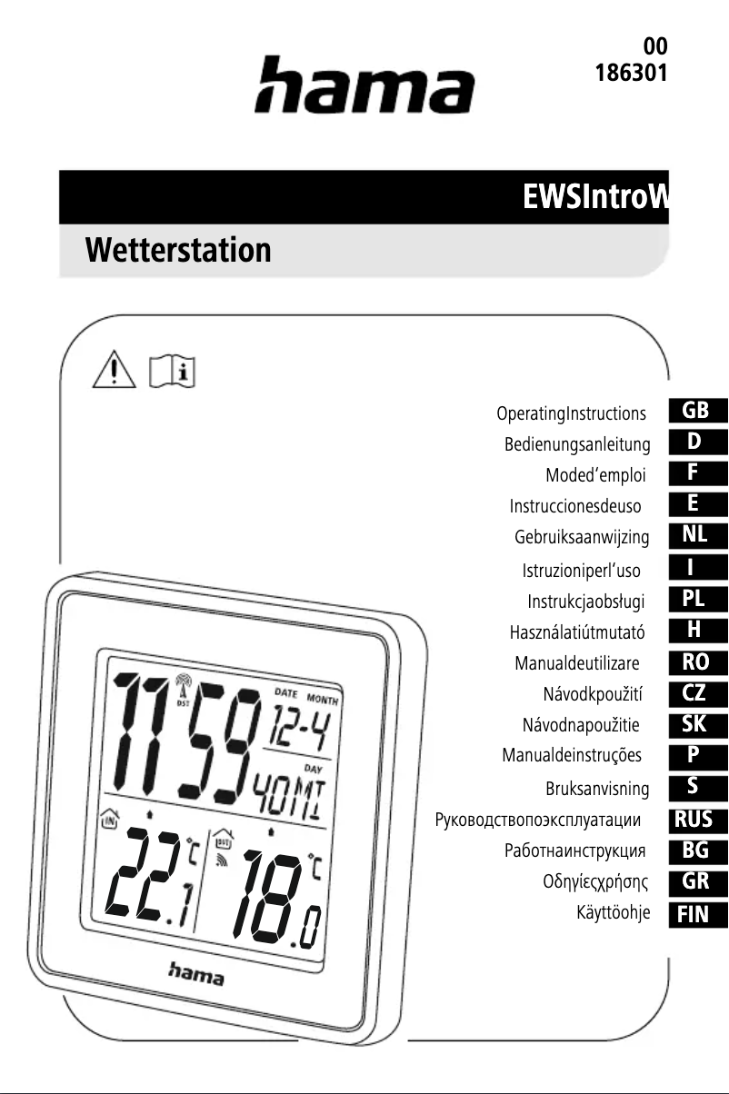 Page 1 de la notice Manuel utilisateur Hama EWS Intro 186301