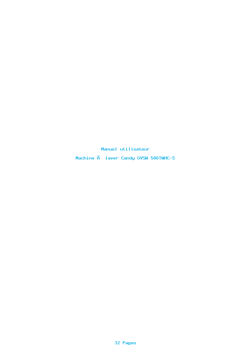 Page 1 de la notice Manuel utilisateur Candy GVSW 586TWHC-S
