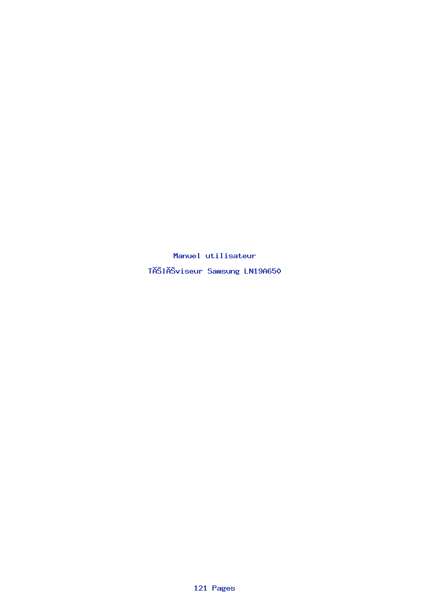 Page 1 de la notice Manuel utilisateur Samsung LN19A650