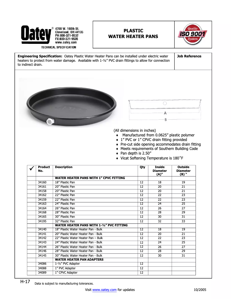 Page 1 de la notice Manuel utilisateur Oatey 34144