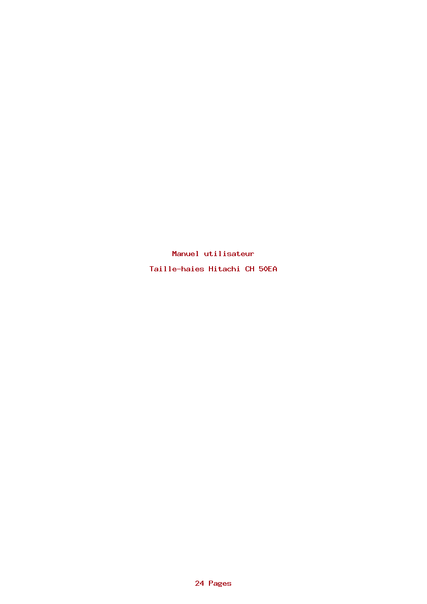 Page 1 de la notice Manuel utilisateur Hitachi CH 50EA