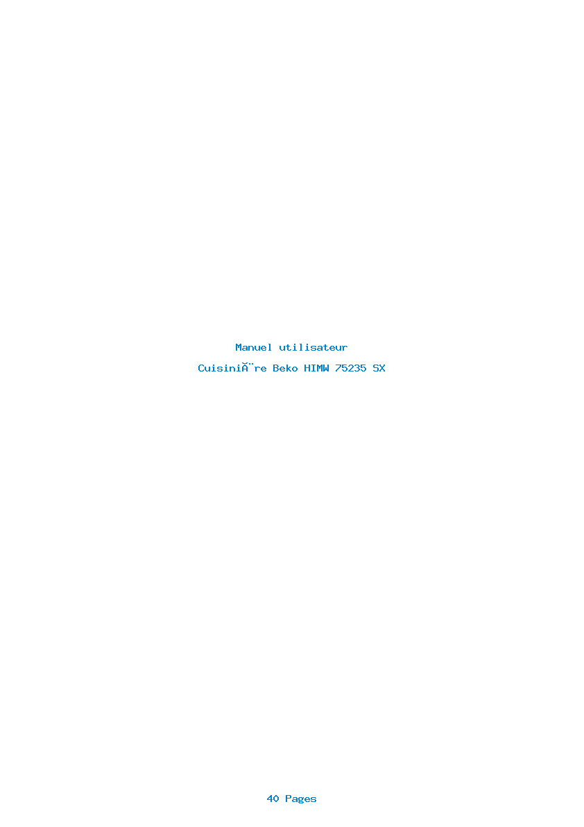 Page 1 de la notice Manuel utilisateur Beko HIMW 75235 SX