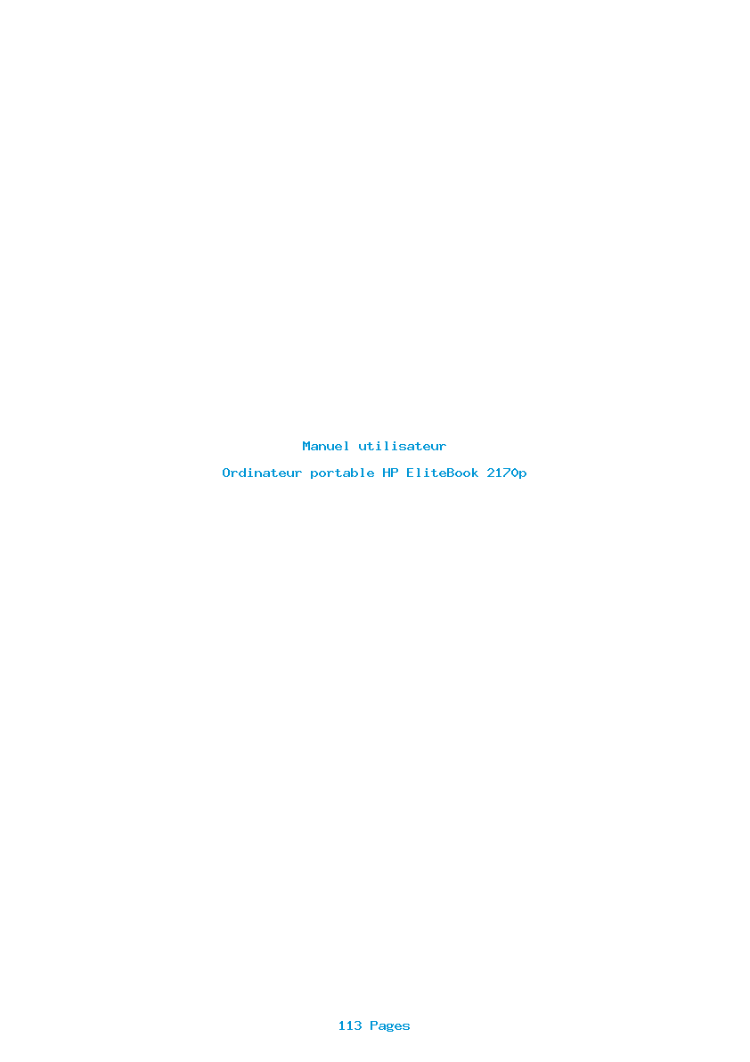 Page 1 de la notice Manuel utilisateur HP EliteBook 2170p