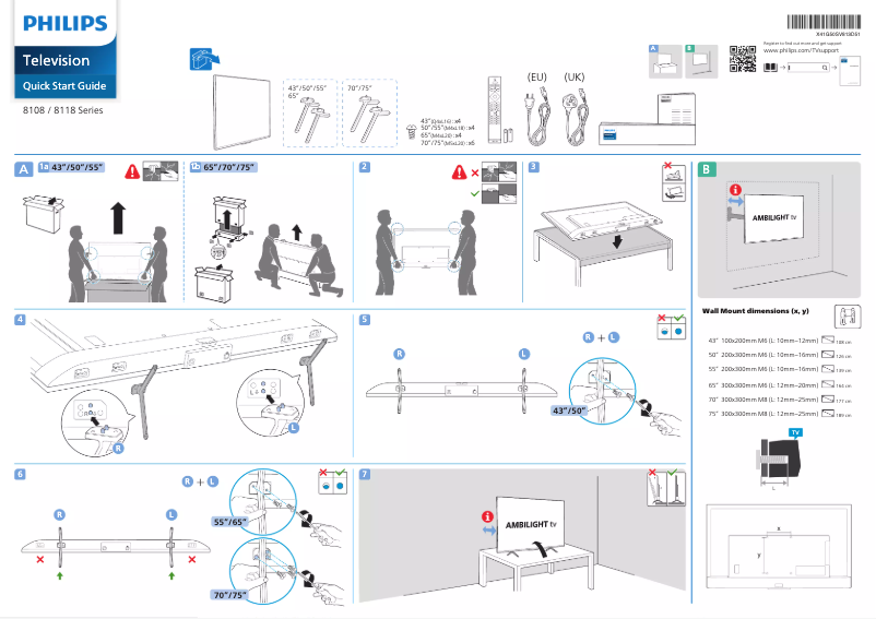 Page 1 of the manual Quick Start Guide Philips 75PUS8108