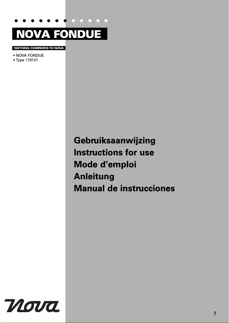 Page 1 de la notice Manuel utilisateur Nova Fondue 170121