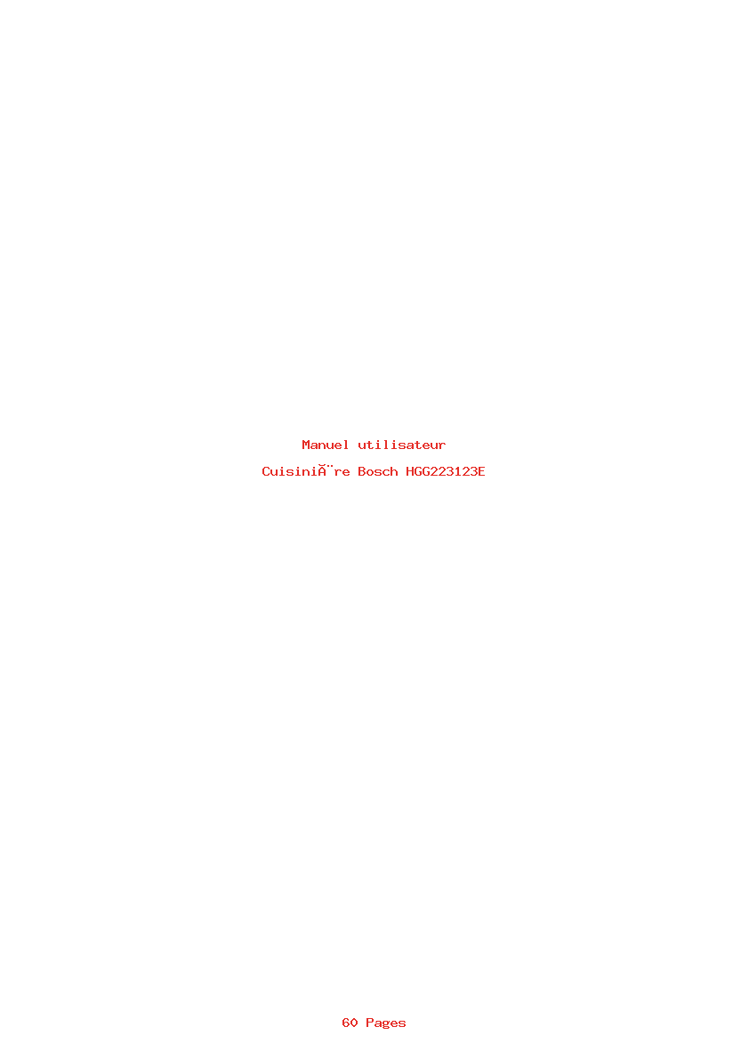 Page 1 de la notice Manuel utilisateur Bosch HGG223123E