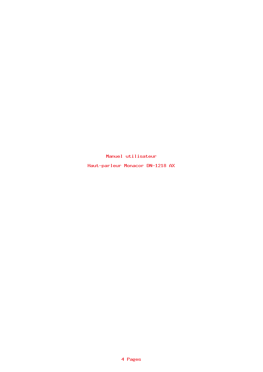 Page 1 de la notice Manuel utilisateur Monacor DN-1218 AX