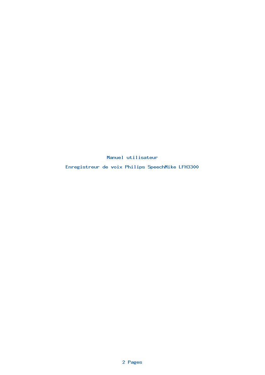 Page 1 de la notice Manuel utilisateur Philips SpeechMike LFH3300