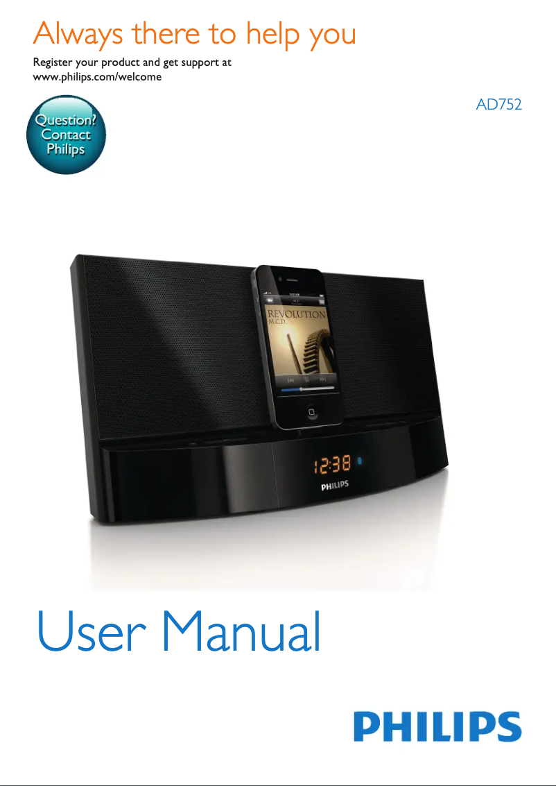 Page 1 of the manual User Manual Philips AD752