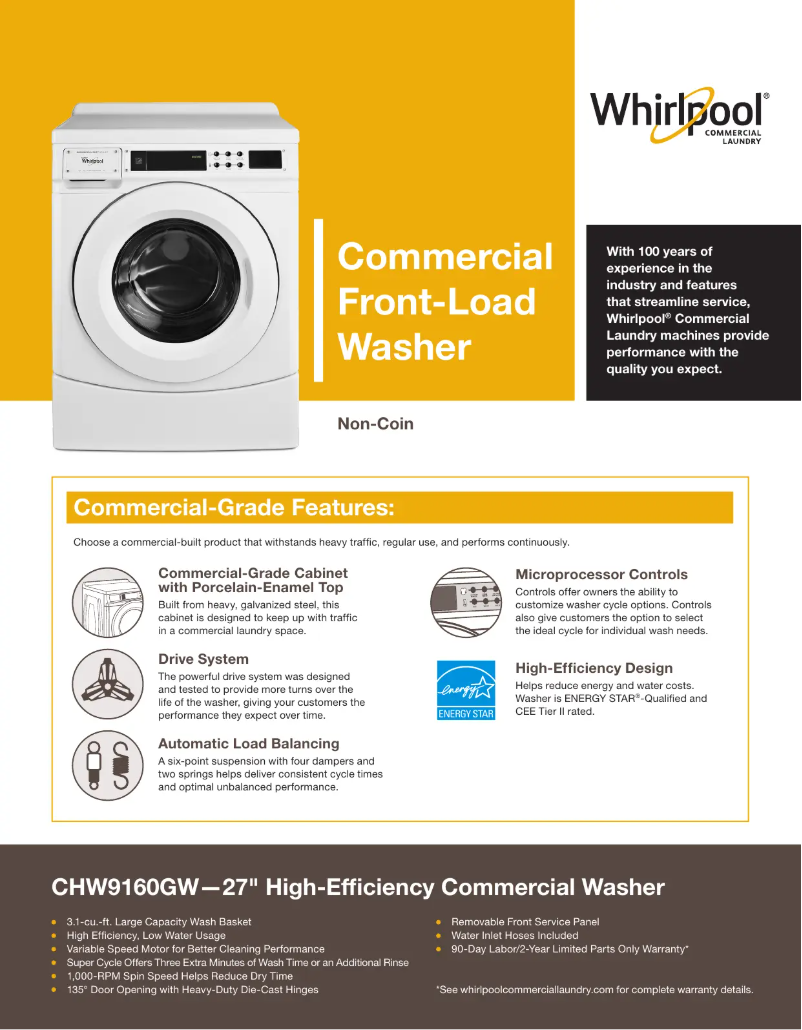 Página 1 del manual Ficha técnica Whirlpool CHW9160GW