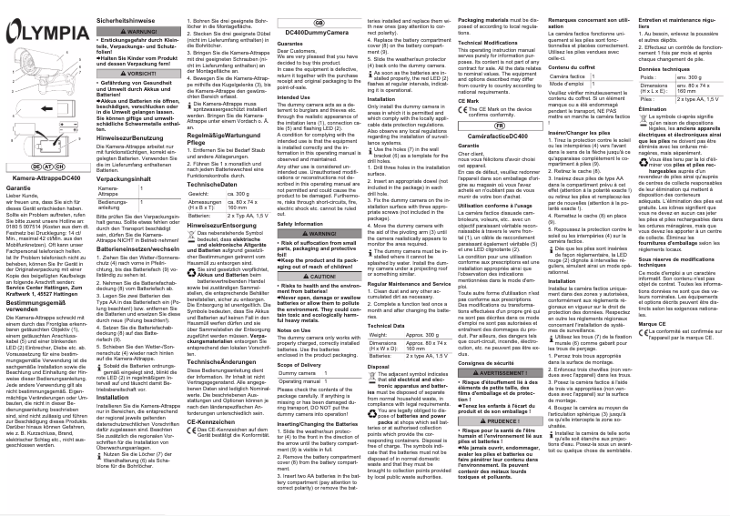 Page 1 de la notice Manuel utilisateur Olymp DC 400