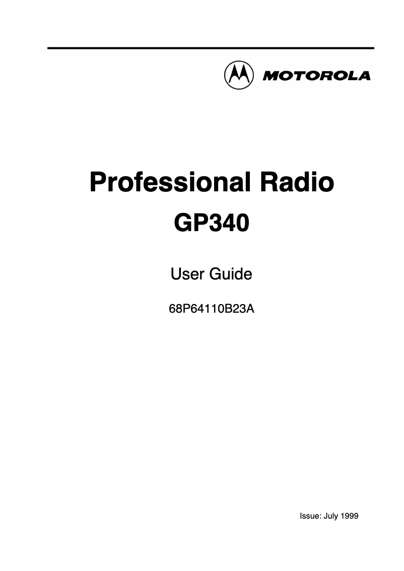 Page 1 de la notice Manuel utilisateur Motorola GP340