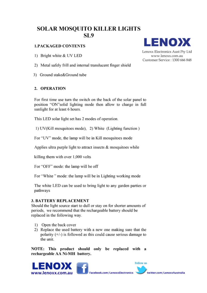 Page 1 de la notice Manuel utilisateur Lenoxx SL9