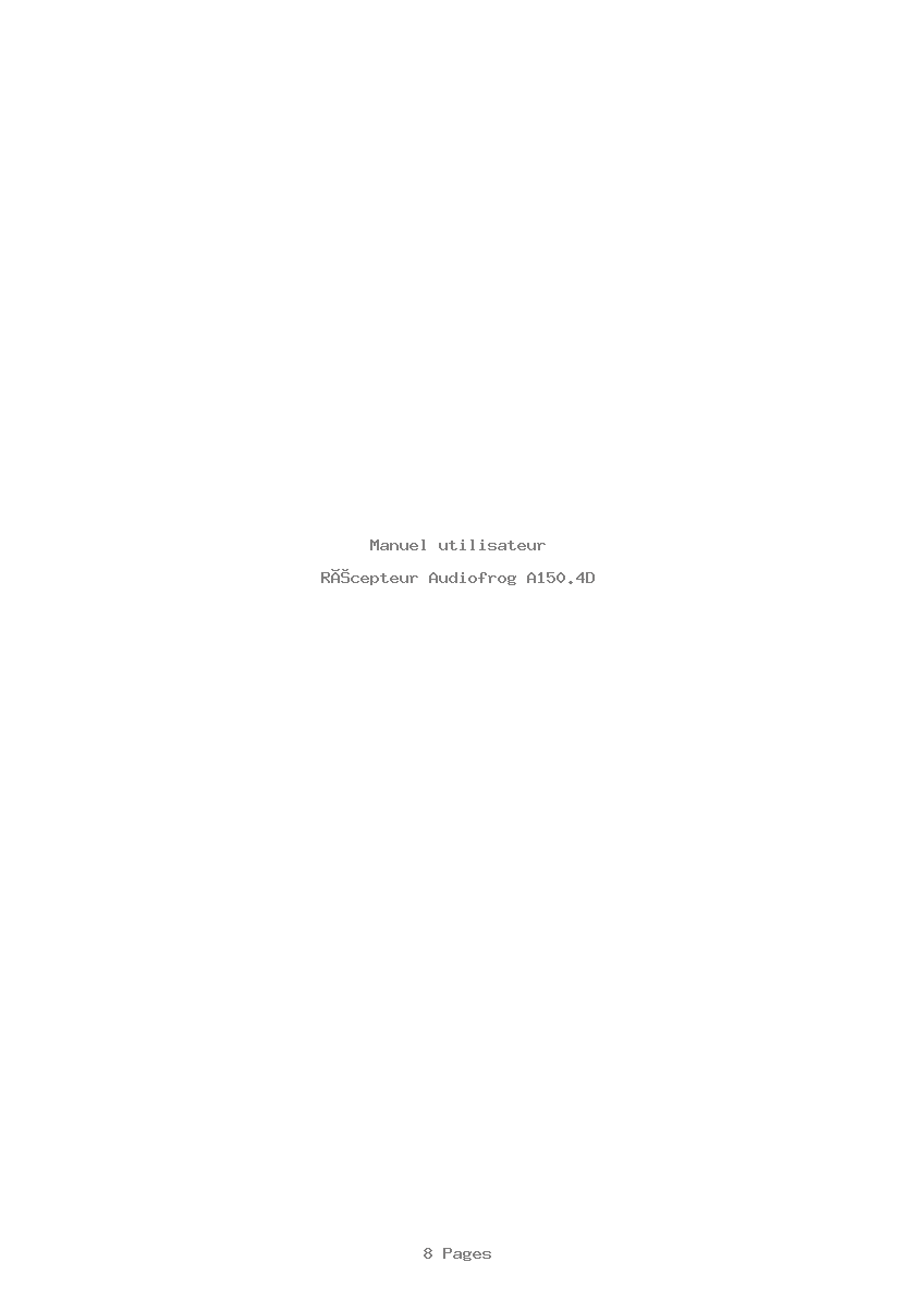 Page 1 de la notice Manuel utilisateur Audiofrog A150.4D