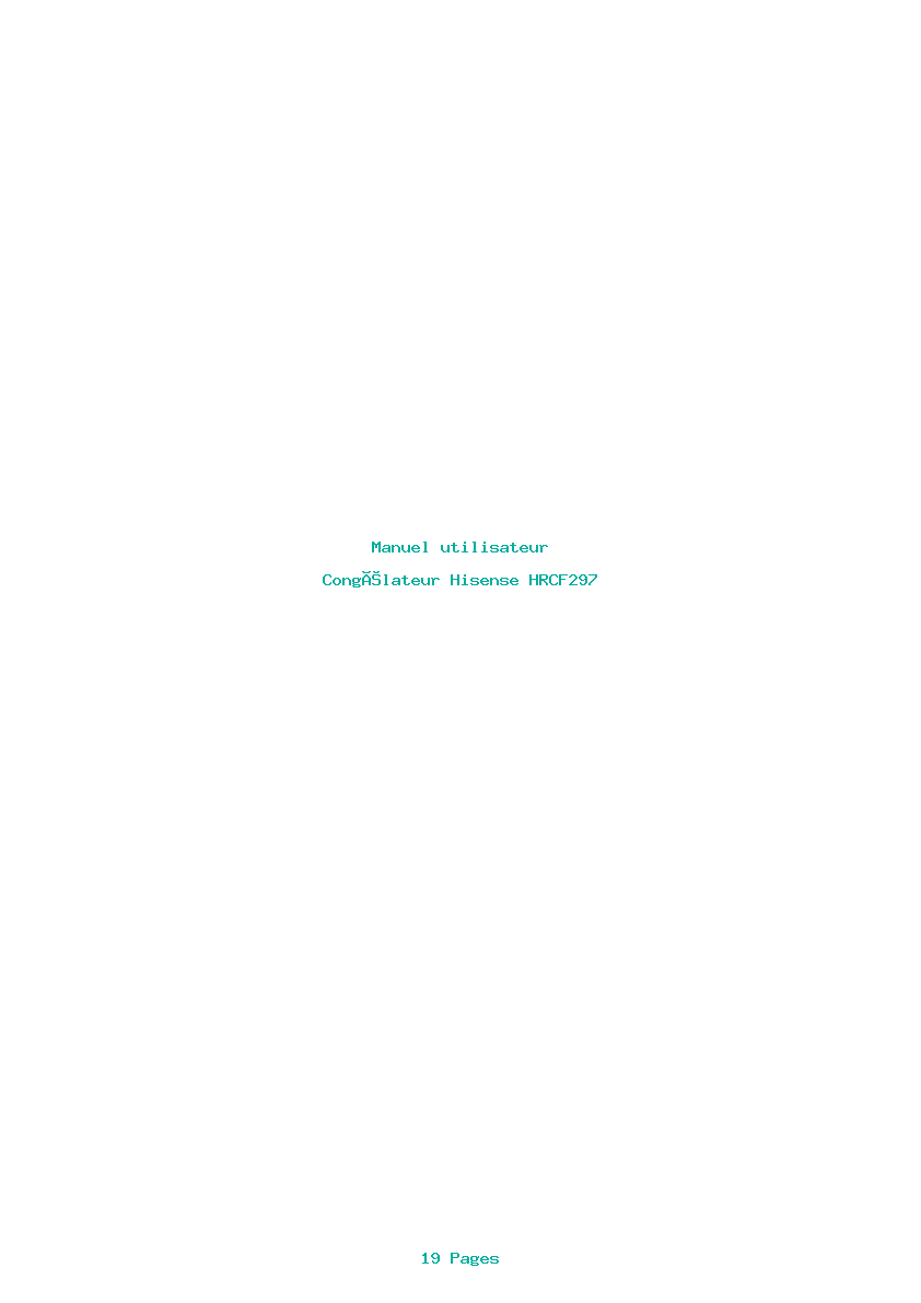 Page 1 de la notice Manuel utilisateur Hisense HRCF297
