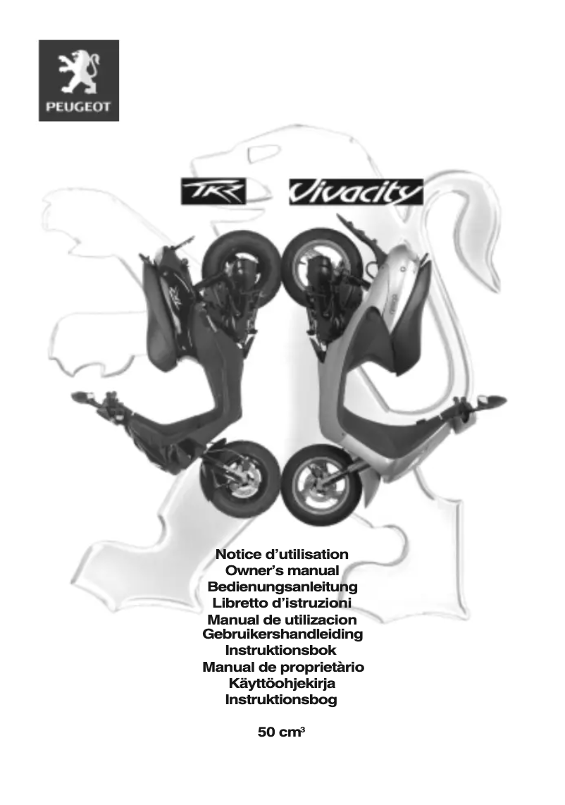 Page 1 de la notice Manuel utilisateur Peugeot Vivacity