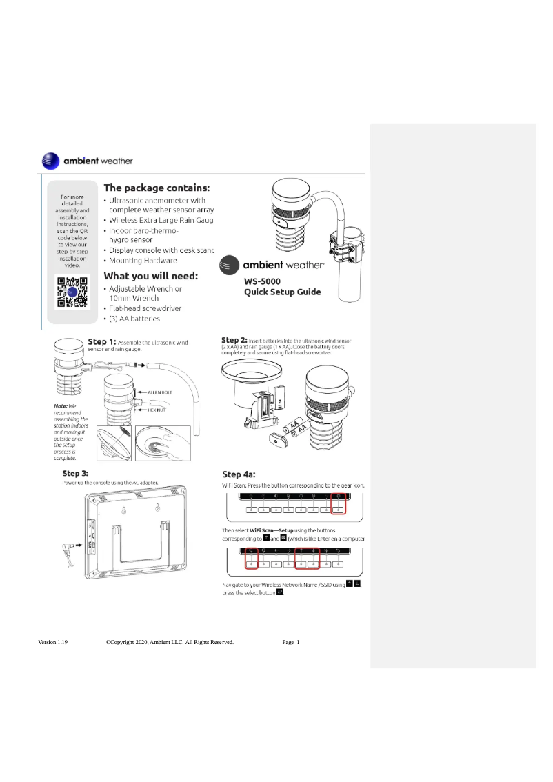 Image de la première page du manuel de l'appareil WS-4000