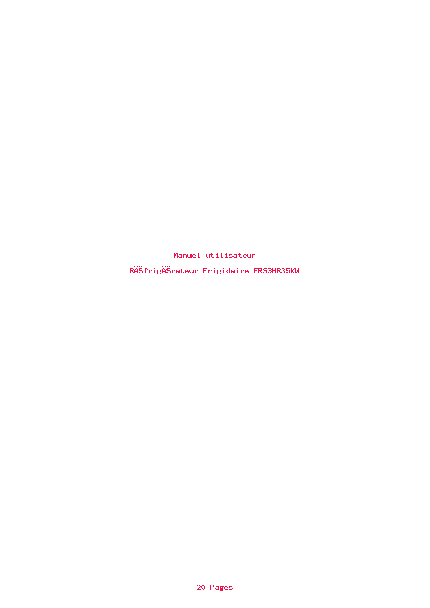 Page 1 de la notice Manuel utilisateur Frigidaire FRS3HR35KW