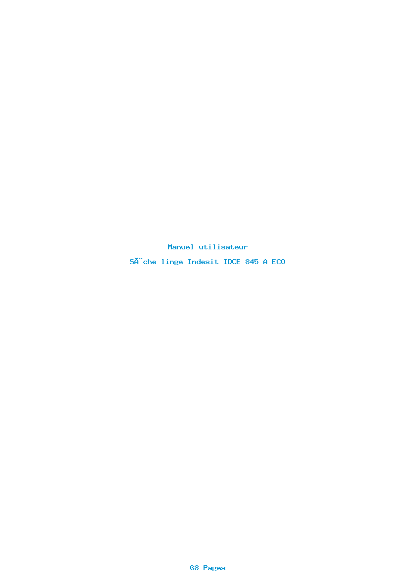 Page 1 de la notice Manuel utilisateur Indesit IDCE 845 A ECO