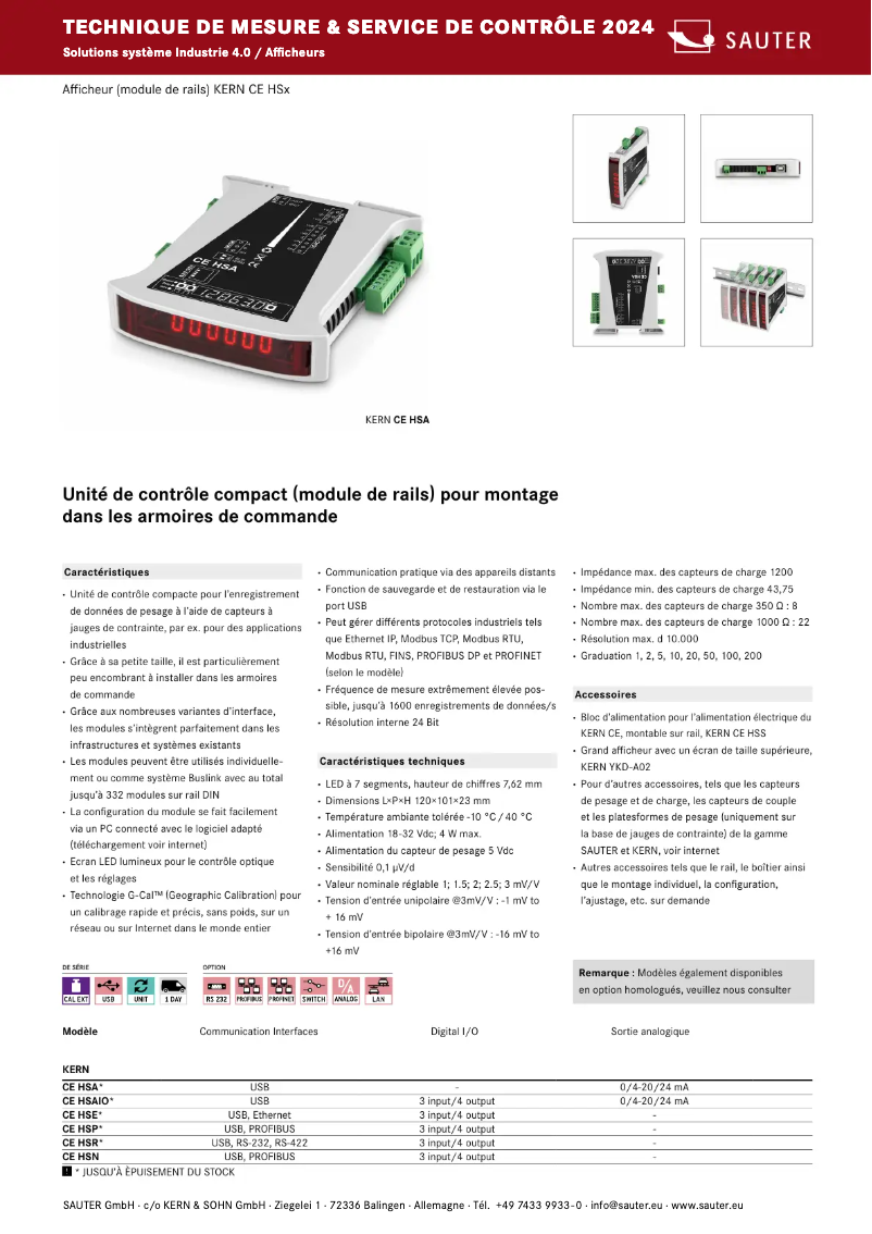 Page 1 de la notice Brochure Kern CE HSN