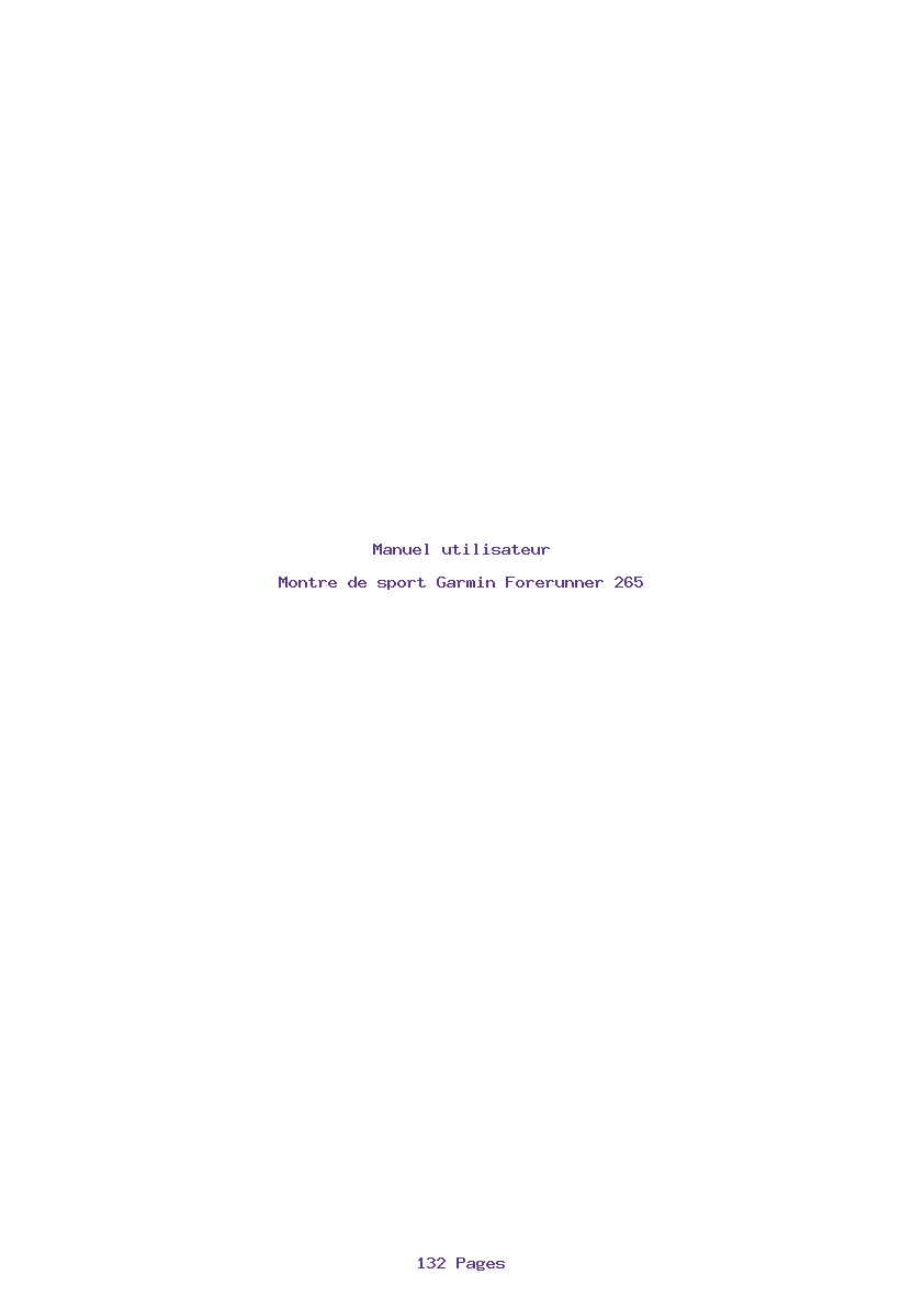 Page 1 de la notice Manuel utilisateur Garmin Forerunner 265