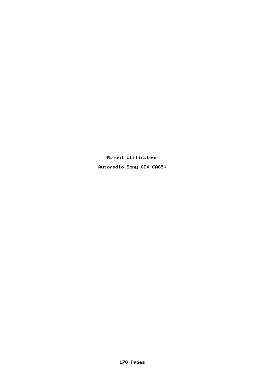 Page 1 de la notice Manuel utilisateur Sony CDX-CA650