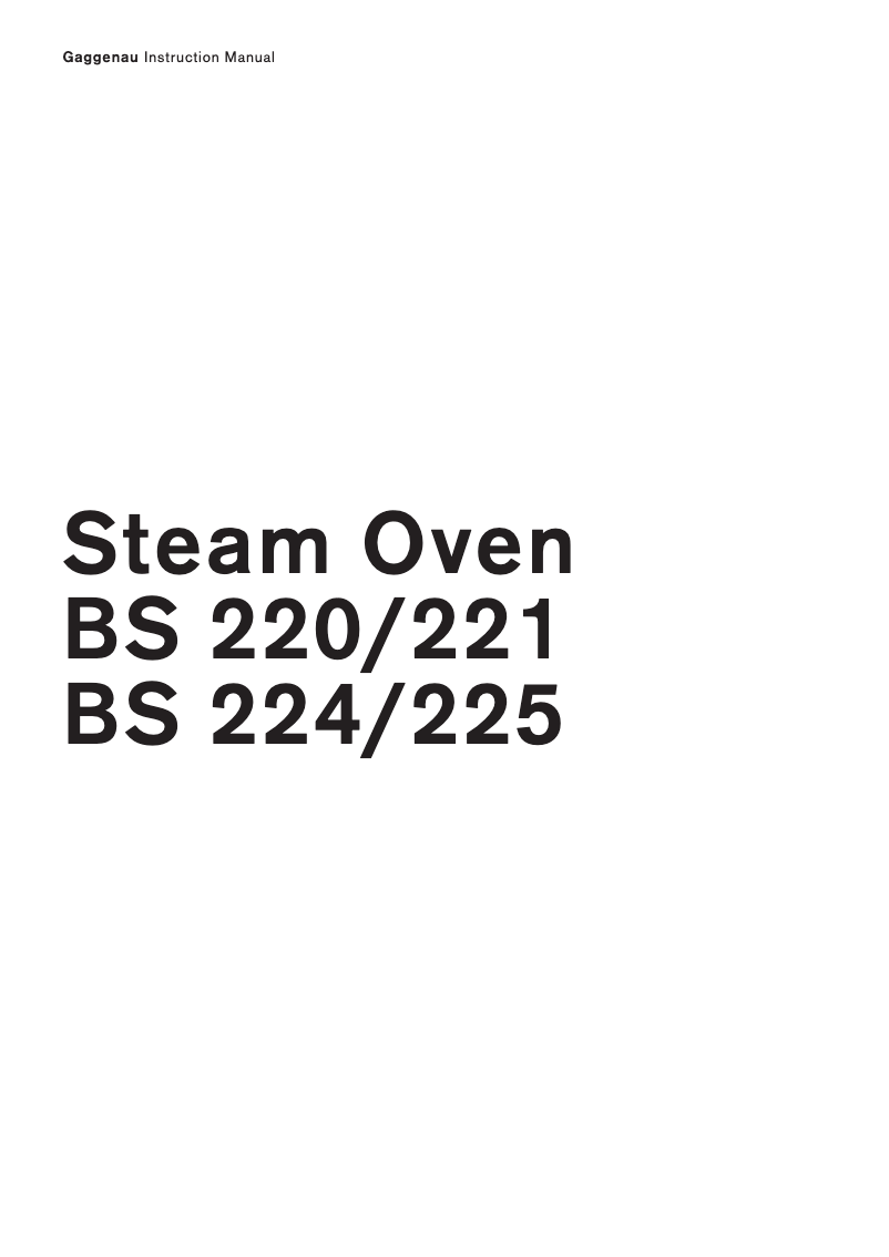 Página 1 del manual Manual de usuario Gaggenau BS 221