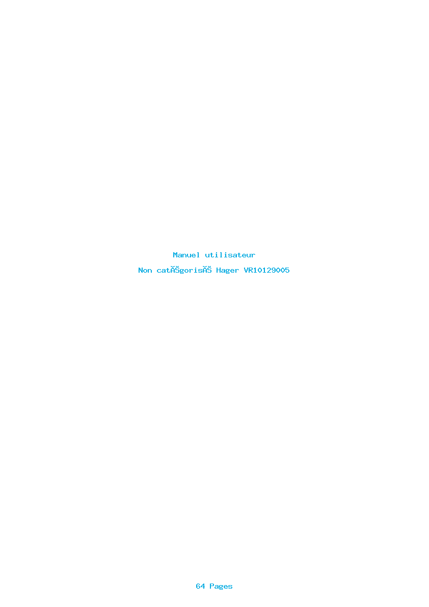 Page 1 de la notice Manuel utilisateur Hager VR10129005