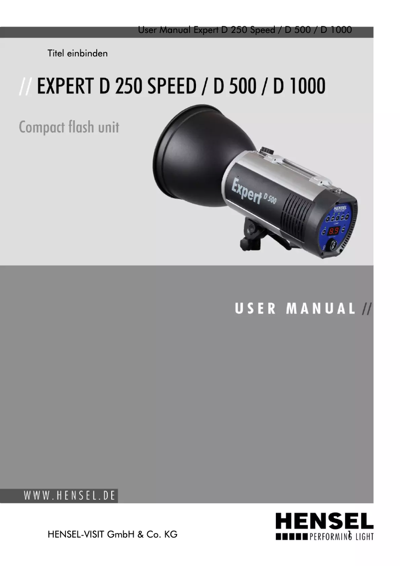 Página 1 del manual Manual de usuario Hensel Expert D 250 Speed