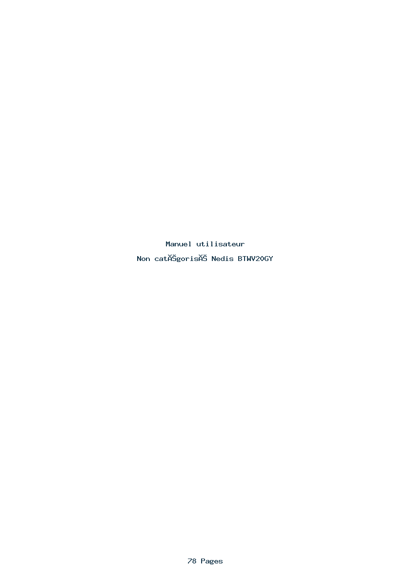 Image de la première page du manuel de l'appareil BTWV20GY