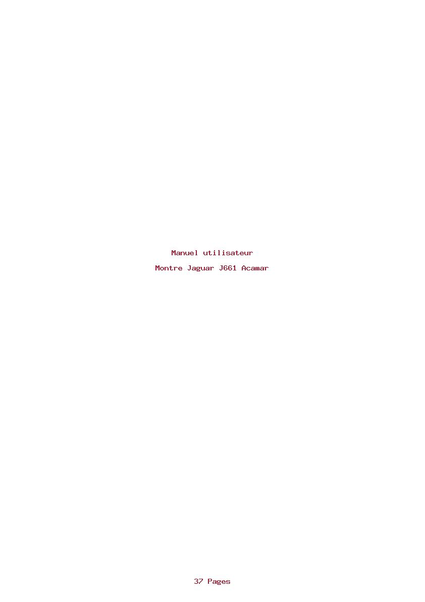 Page 1 de la notice Manuel utilisateur Jaguar J661 Acamar