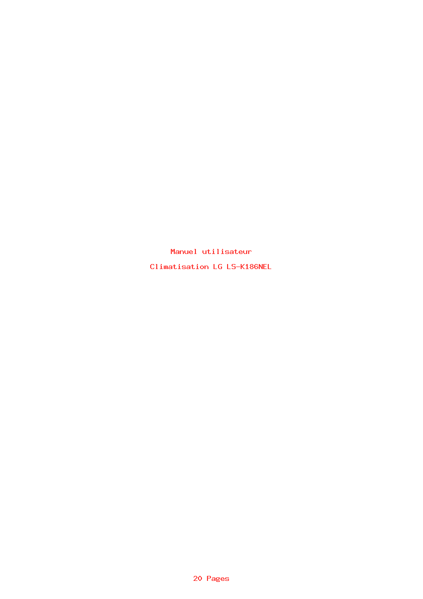 Page 1 de la notice Manuel utilisateur LG LS-K186NEL