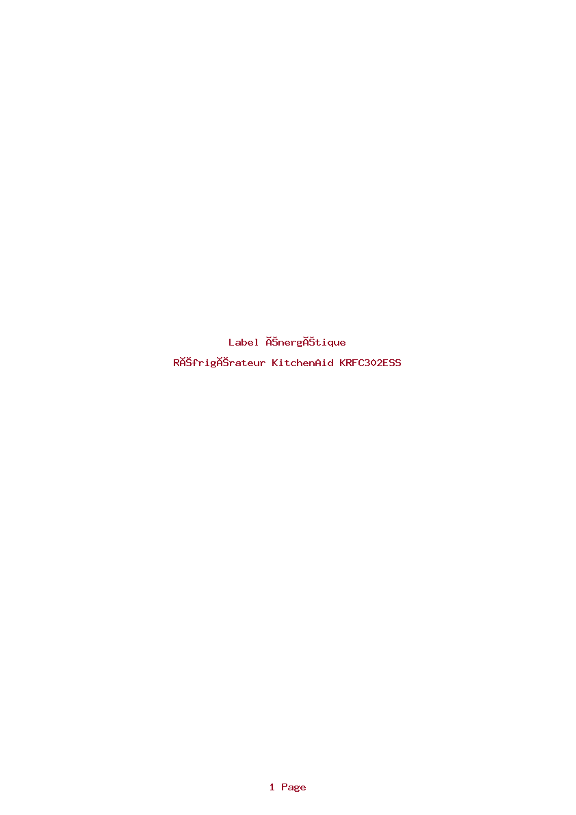 Page 1 de la notice Label énergétique KitchenAid KRFC302ESS